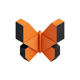 Geometric X Icon - 3D Orange & Black Abstract Design