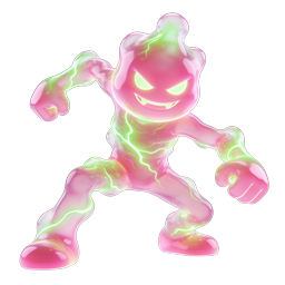 Icône 3D de monstre gelée fantôme - rose et vert irisé
