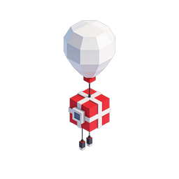 3D Изометрическая иконка воздушного шара-подарка