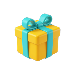 3D Gift Box Icon with Teal Ribbon and Bow