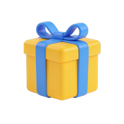 Colorful 3D Gift Box Icon with Blue Bow