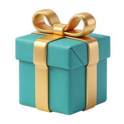 Luxury Teal Gift Box with Golden Ribbon Icon