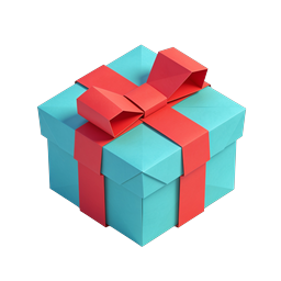 3D Gift Box Icon - Teal and Red Present