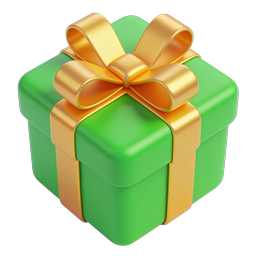 3D Green Gift Box with Gold Ribbon Icon