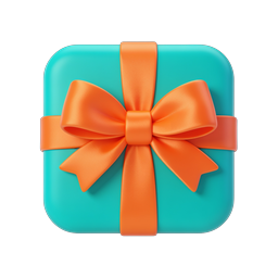 Icône de boîte cadeau avec nœud orange - Cadeau 3D bleu sarcelle