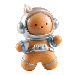 Ícone de personagem 3D de astronauta de gingerbread adorável