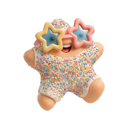 Festive Gingerbread Cookie Character with Star Sunglasses Icon