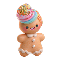 Cute Gingerbread Man Frosting Icon - 3D Clay Style