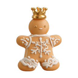Royal Gingerbread King Christmas Icon - 3D Clay Style