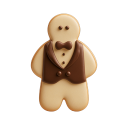 Festive 3D Gingerbread Man Cookie Icon