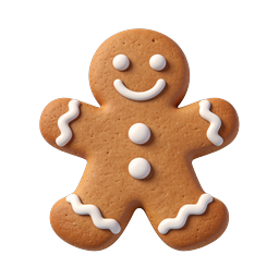 Festive Gingerbread Man Cookie 3D Icon for Christmas