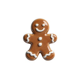 Gingerbread Man Cookie Holiday Icon - 3D Realistic