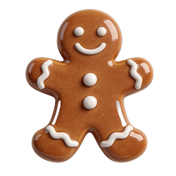Festive Gingerbread Man Cookie Icon | Holiday 3D Icon