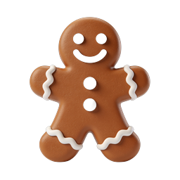 Festive 3D Gingerbread Man Icon - Holiday Christmas Cookie