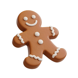 3D Gingerbread Man Cookie Icon - Festive Holiday Icon