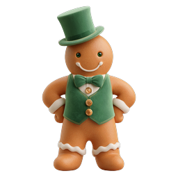 Icono de hombre de jengibre festivo con sombrero de copa verde
