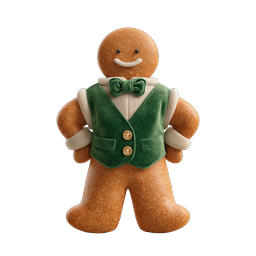 Festive Gingerbread Man Character Icon | Holiday Design