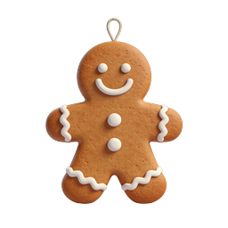 Festive Gingerbread Man Ornament Icon - 3D Render