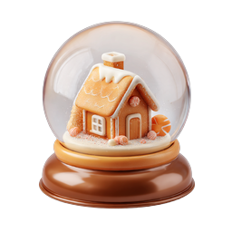 Gingerbread House Snow Globe 3D Christmas Icon
