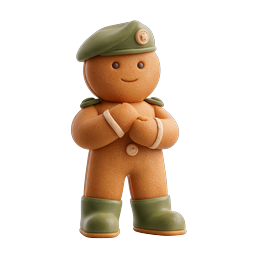 Gingerbread Soldier 3D Icon - Festive Military Character