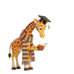 Scholar Giraffe Graduate Reading Book 3D Icon