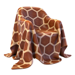 Giraffe Print Blanket Draped Icon | Realistic 3D Render
