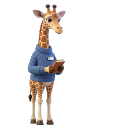 Cute Giraffe Reading Book 3D Icon | Education Animal Character