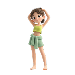 Girl After Shower 3D Icon - Towel & Water Droplets