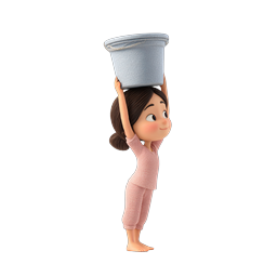 Menina carregando balde - Ícone de personagem 3D