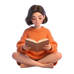 Girl Reading Book - 3D Character Illustration Icon