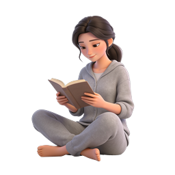 Girl Reading Book - 3D Character Illustration Icon