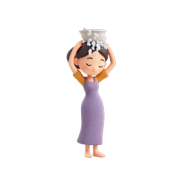 Girl Splashing Water Bowl - 3D Clay Style Icon