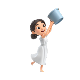 Joyful Girl Splashing Water 3D Icon - Playful Character
