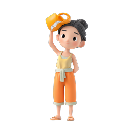 Cute 3D Girl Watering Can Character Icon