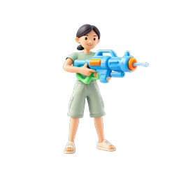 Girl with Water Gun - Playful 3D Cartoon Character Icon