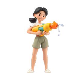 Girl with Water Gun - Fun Summer 3D Character Icon
