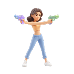 Girl with Water Guns 3D Character Icon