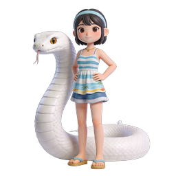 Ragazza 3D con serpente bianco - Icona personaggio in stile anime