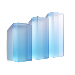 3D Glass Bar Chart Icon - Analytics & Growth