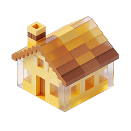 Glass Block Isometric House Icon - 3D Voxel Architecture