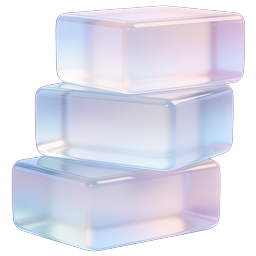 Iridescent Glass Block Stack Icon | 3D Pastel Design