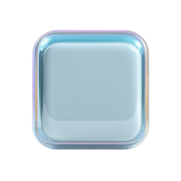Glass Blue Button Icon - 3D Realistic UI Element
