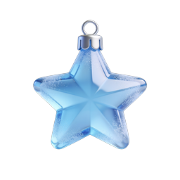 Glass Blue Star Christmas Ornament Icon - 3D Realistic