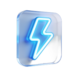 Glass Lightning Bolt 3D Icon - Energy & Power