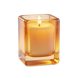 Glass Candle Holder Icon - Realistic 3D Candle Design