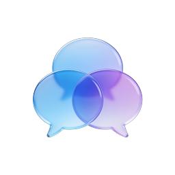 Glas-Chatblasen-Icon - Blaue & lila 3D-Sprechblasen-Icons