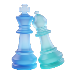 Glass Chess Pieces 3D Icon - King & Bishop Render