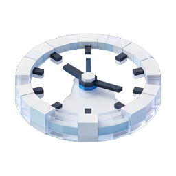 3D Glass Clock Icon - Transparent Crystal Time Design