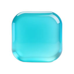 Glossy Cyan Glass Cube Icon - 3D Rendered Transparent