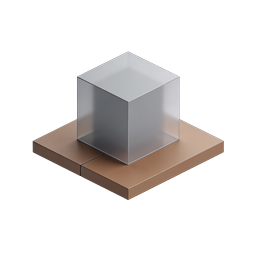 Isometric Glass Cube on Copper Platform Icon